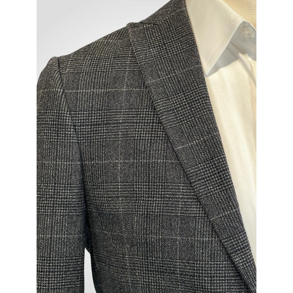 Ted Baker London Blazer 40R Slim Gunmetal Blue Gray Glen Plaid Cotton Blend - Picture 6 of 16